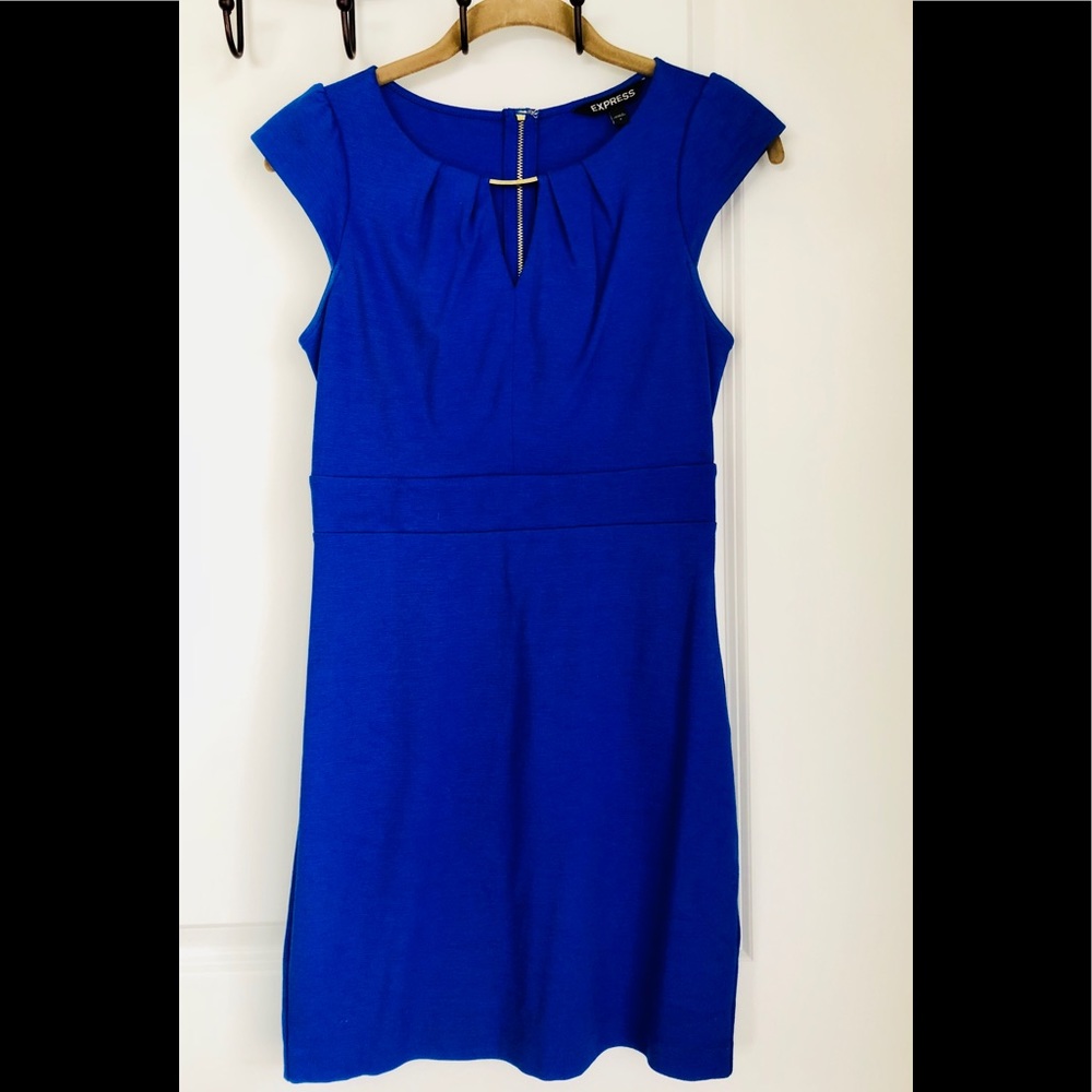 EXPRESS Blue Dress with gold accents